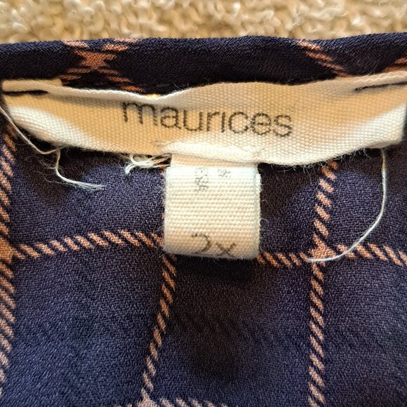 Maurices Lightweight Blue Plaid Blouse Plus Size 2X - Picture 5 of 6